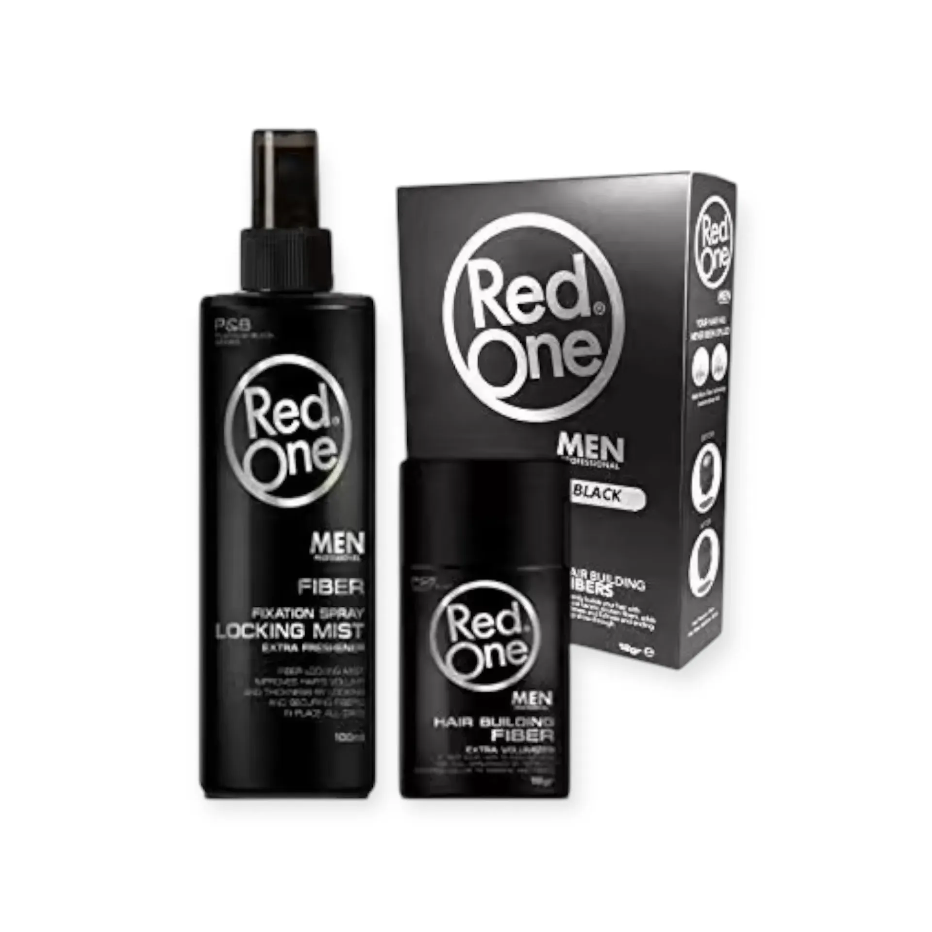 [REDONE‑HAIR‑FIBER‑BLACK‑100+12] RedOne | Hair Fiber Topic Set | Black | 100ml + 12gr