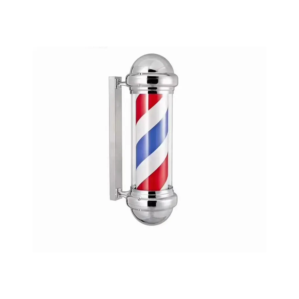 [BP-05 Silver 128,5 cm] DITA Barber Pole Silver BP-05 – 128.5cm | LED Rotating Classic Barbershop Sign