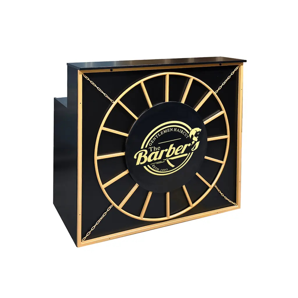 [RD-09 | Black & Gold 120cm] Reception Desk | RD-09 | Black & Gold 120cm