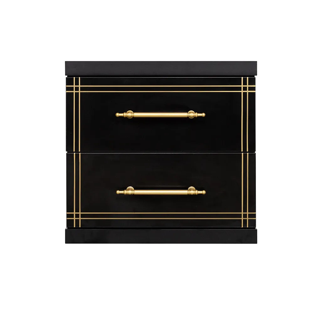 [ST-20-BLK-2DR] Cabinet ST-20 Black | 2-Drawer Storage Unit with Gold Accents