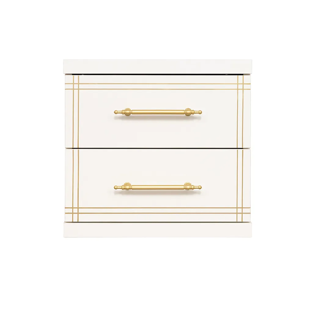 Cabinet ST-20 | White | 2-Drawer Storage Unit with Gold Accents