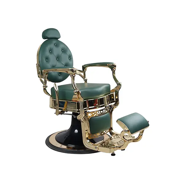 Barber Chair FR-58022-HC | Gold Frame | Amsterdam Green (026)