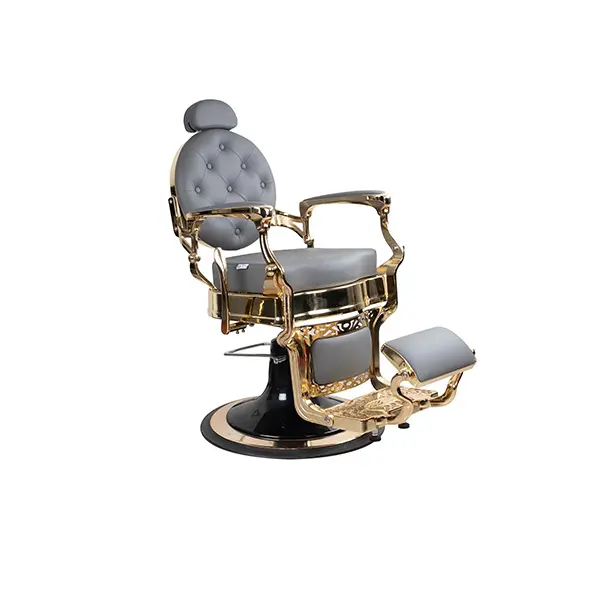 Barber Chair FR-58022-HC | Gold Frame | Amsterdam Grey (034)