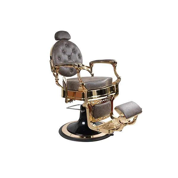 Barber Chair FR-58022-HC | Gold Frame | Amsterdam Brown (005)