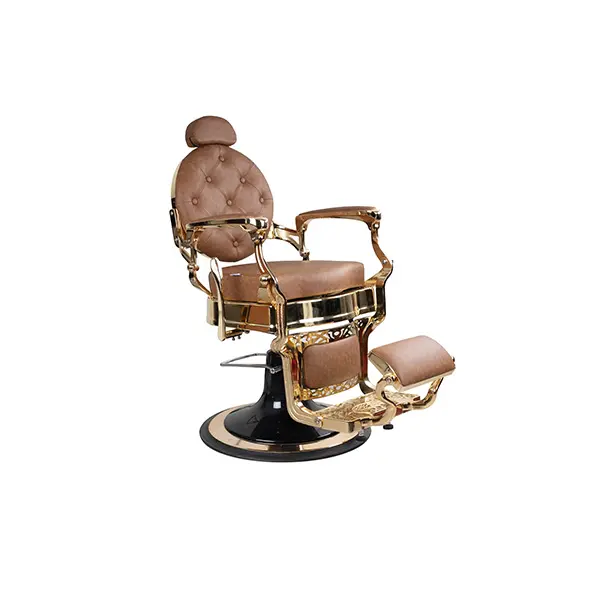 Barber Chair FR-58022-HC | Gold Frame | Amsterdam Tan (035)