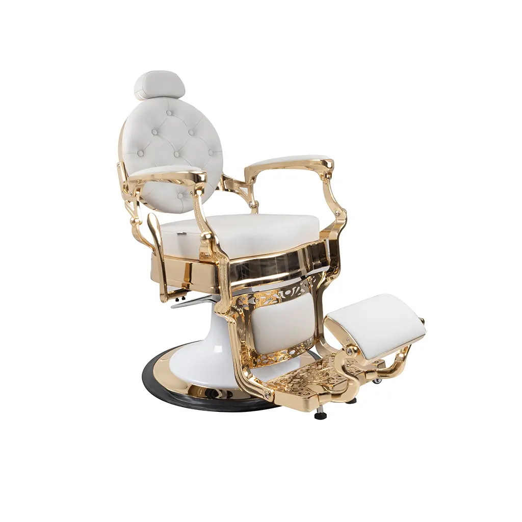 Barber Chair 58014-HC | Gold Frame | Amsterdam Grey (014)