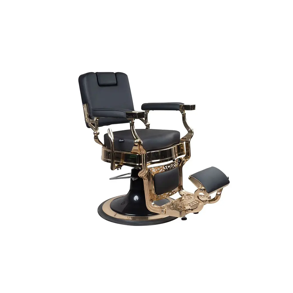 Barber Chair FR-580053-A3 | Gold Frame | Glasgow Black (004)