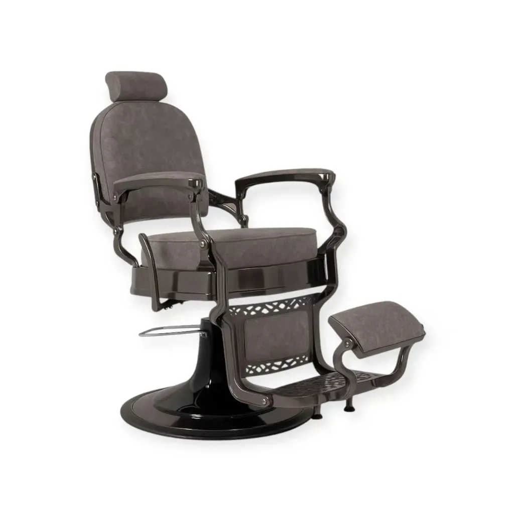 Barber Chair FR-58038-A3 | Black Chrome | Square Back | Phoenix Brown (005)