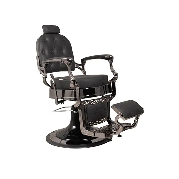 Barber Chair FR-58038-A3 | Black Chrome | Square Back | Phoenix Black (011)