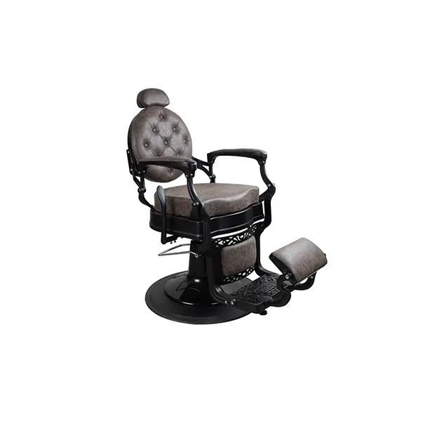 Barber Chair FR-58019-A3 | Black Matte | Dubai Brown (005)
