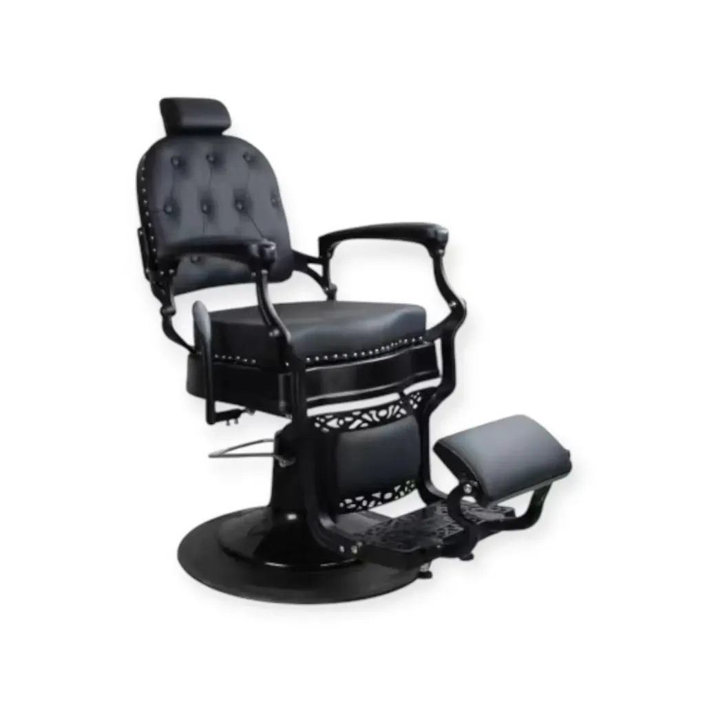 Barber Chair FR-58028-HC | Black Matte | Square Back | Seattle Black (004)