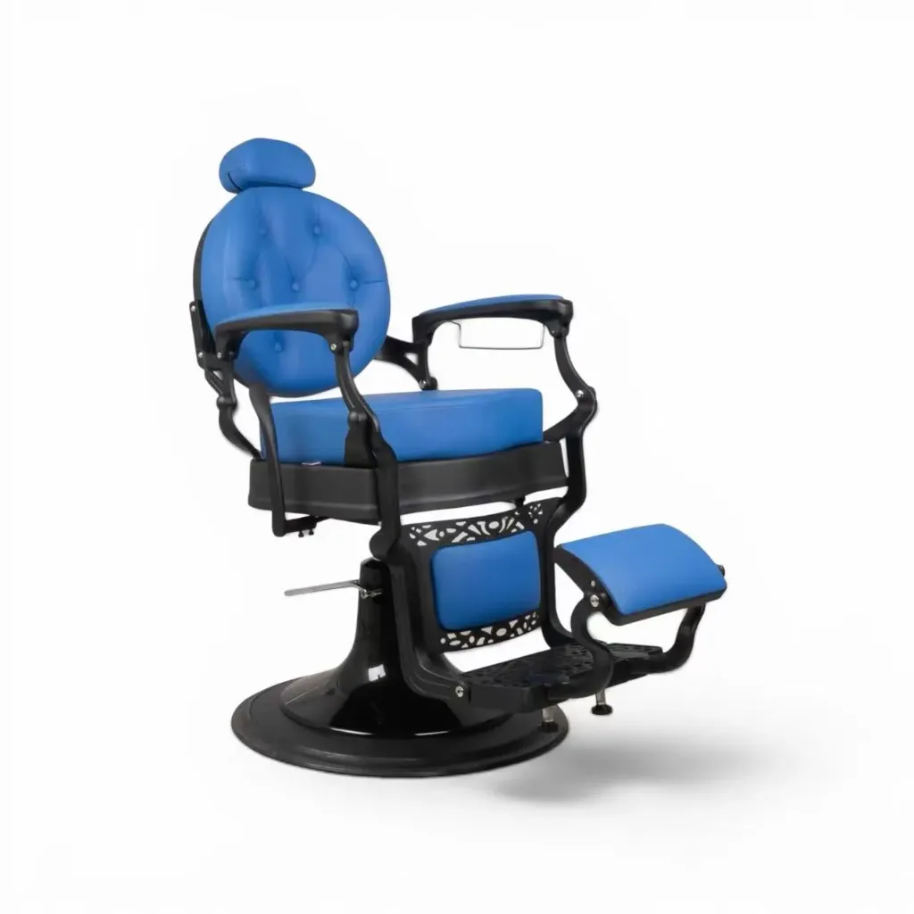 Barber Chair FR-58019-HC | Black Matte | Extra Thick | Abu Dhabi Blue (028)