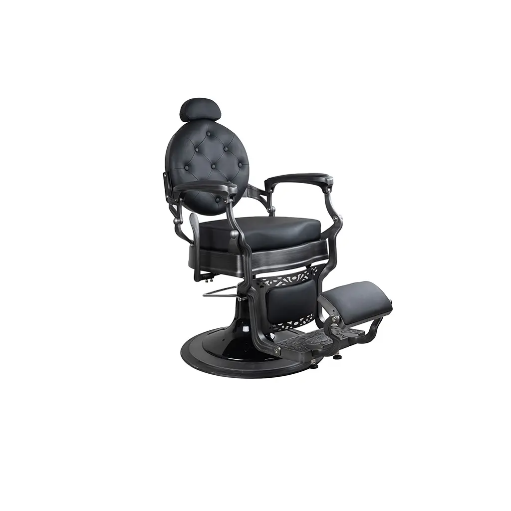 Barber Chair FR-58014-HC | Brushed Grey | Edmonton Black (004)