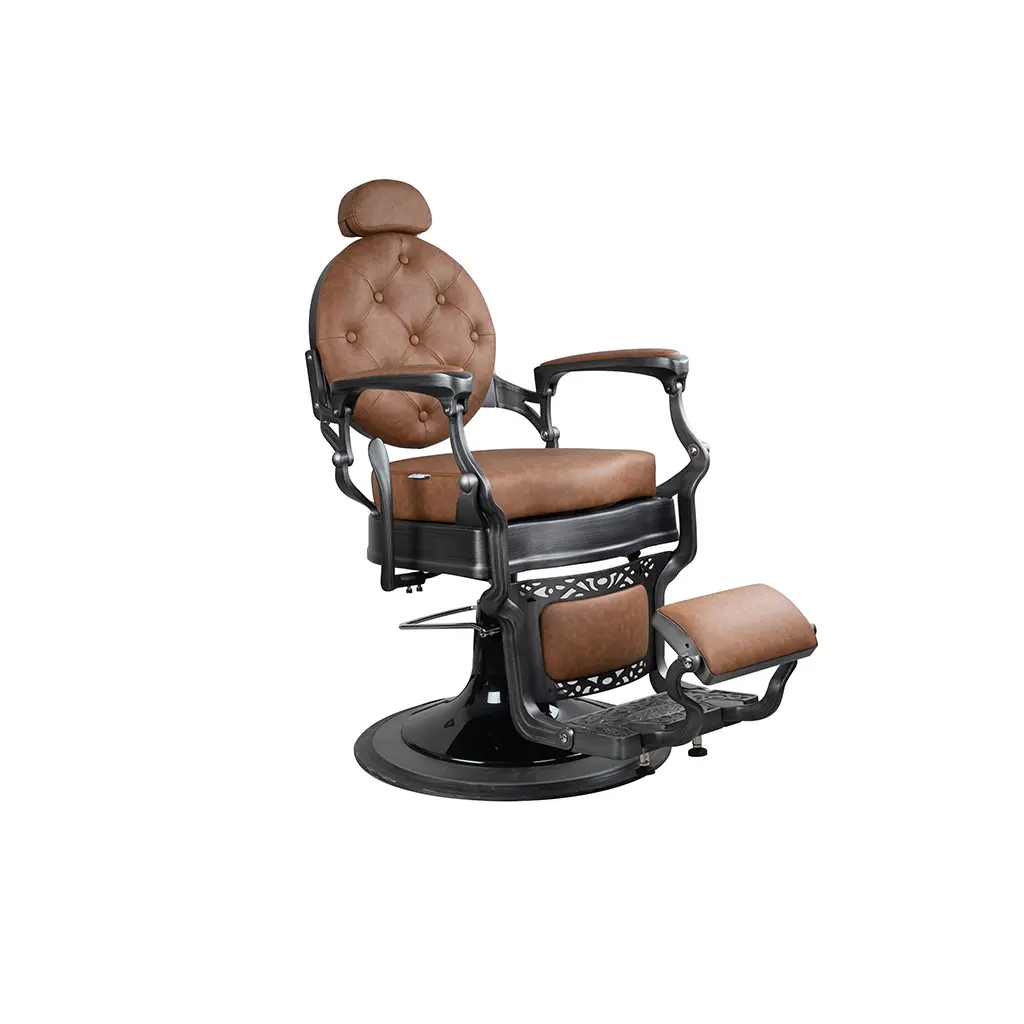 Barber Chair FR-58014-HC | Brushed Grey | Edmonton Tan (035)