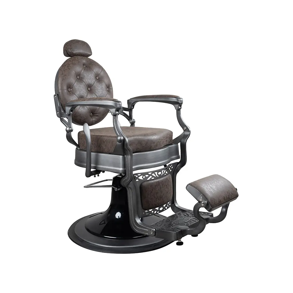 Barber Chair FR-58014-HC | Brushed Grey | Edmonton Brown (005)