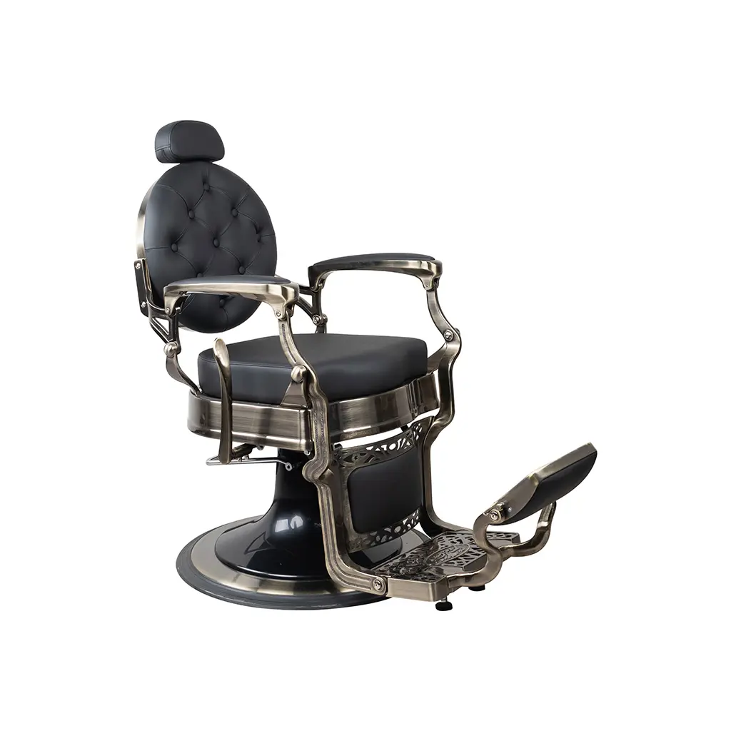 Barber Chair FR-58014-HC | Bronze Chrome | Winnipeg Black (004)