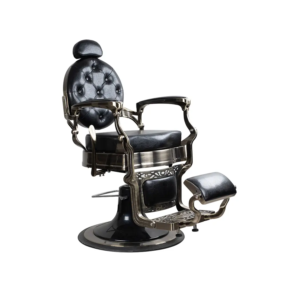 Barber Chair FR-58014-HC | Bronze Chrome | Winnipeg Black (008)