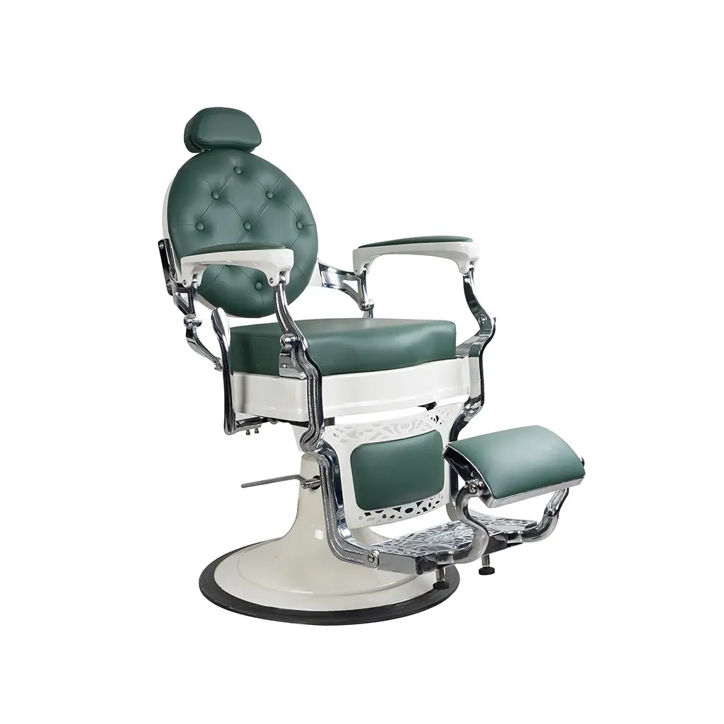 Barber Chair FR-58014-HC | Cream & Chrome | Paris Green (026)