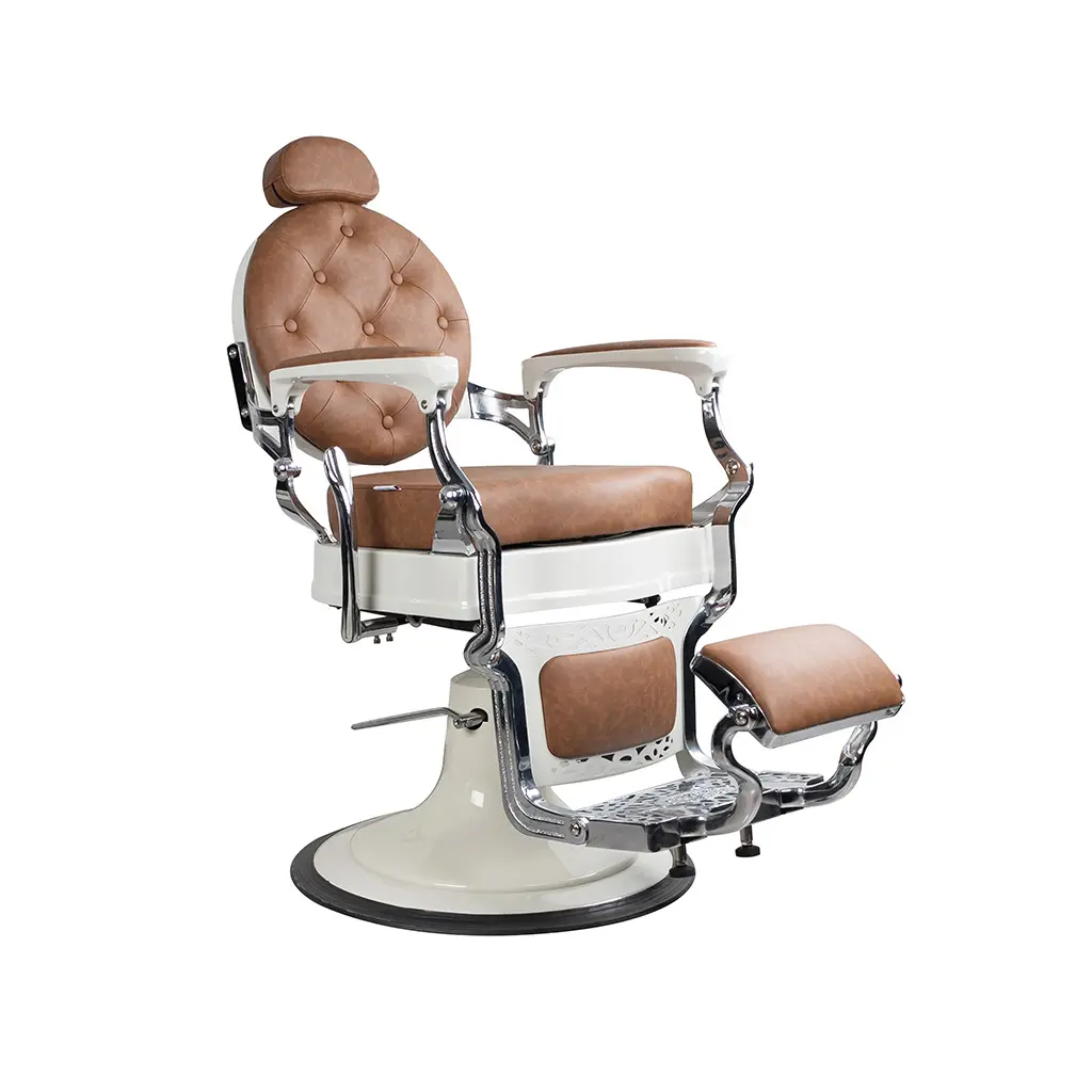 Barber Chair FR-58014-HC | Cream & Chrome | Paris Tan (035)