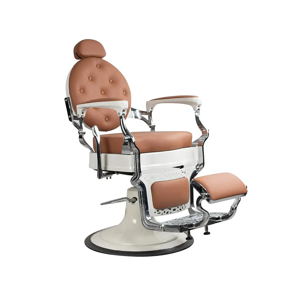 Barber Chair FR-58014-HC | Cream & Chrome | Paris Orange (031)