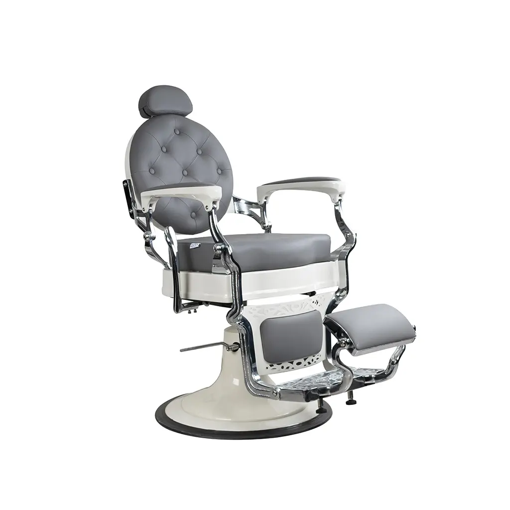 Barber Chair FR-58014-HC | Cream & Chrome | Paris Grey (034)