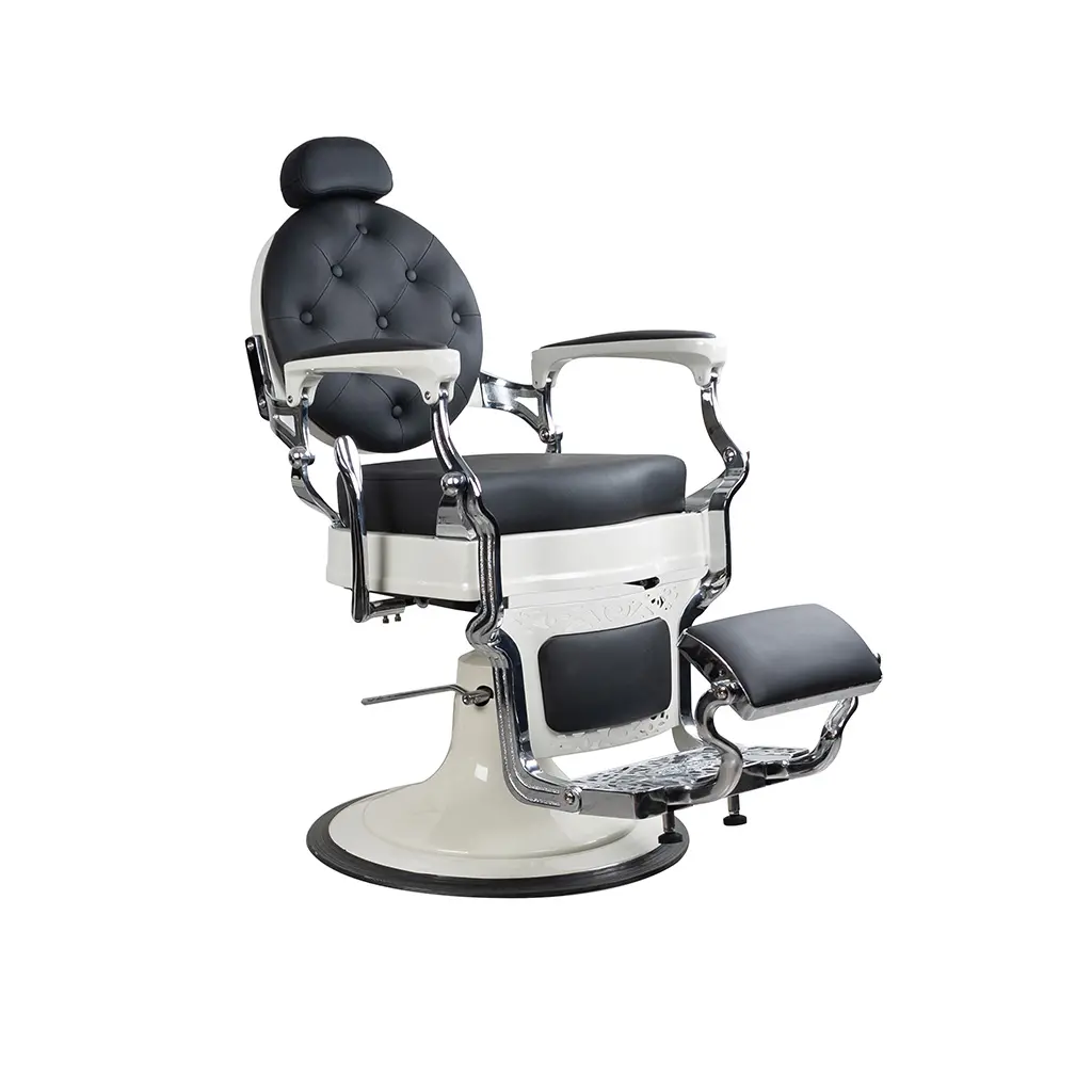 Barber Chair FR-58014-HC | Cream & Chrome | Paris Black (004)