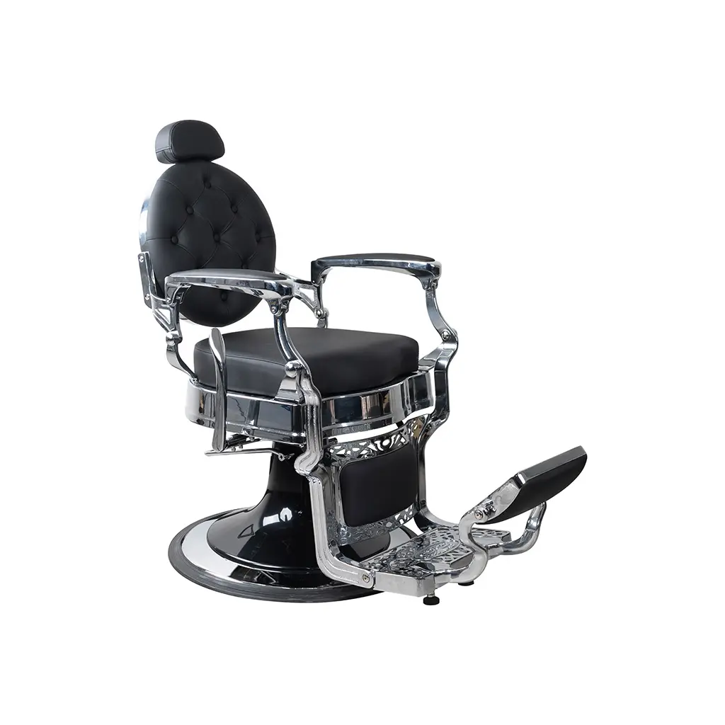 Silver Chrome Barber Chair | FR‑58014‑HC | Antwerp Black (004)