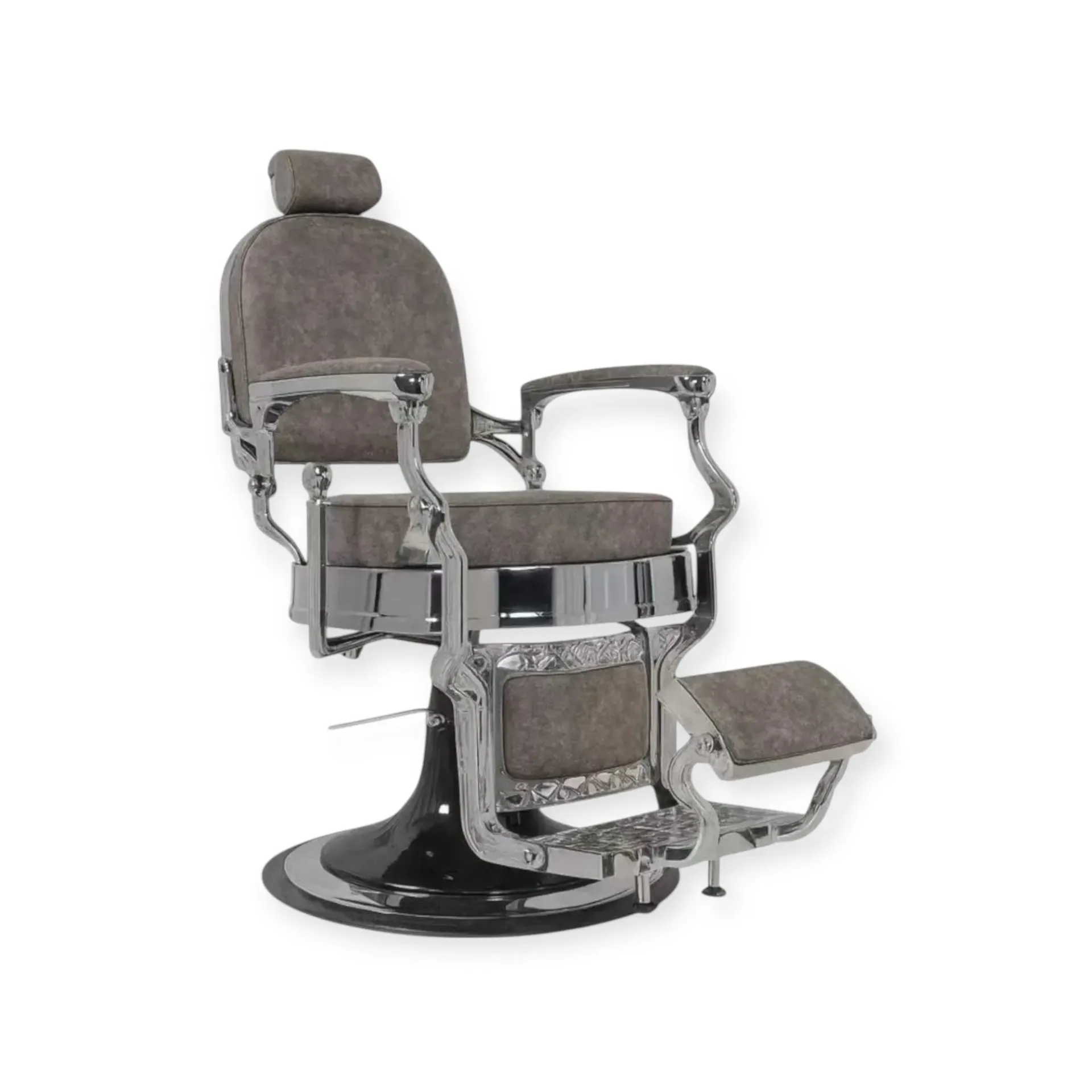 Silver Chrome Barber Chair FR‑58034‑A3 | Silver Chrome Frame | Square Back Cyprus Brown (005)