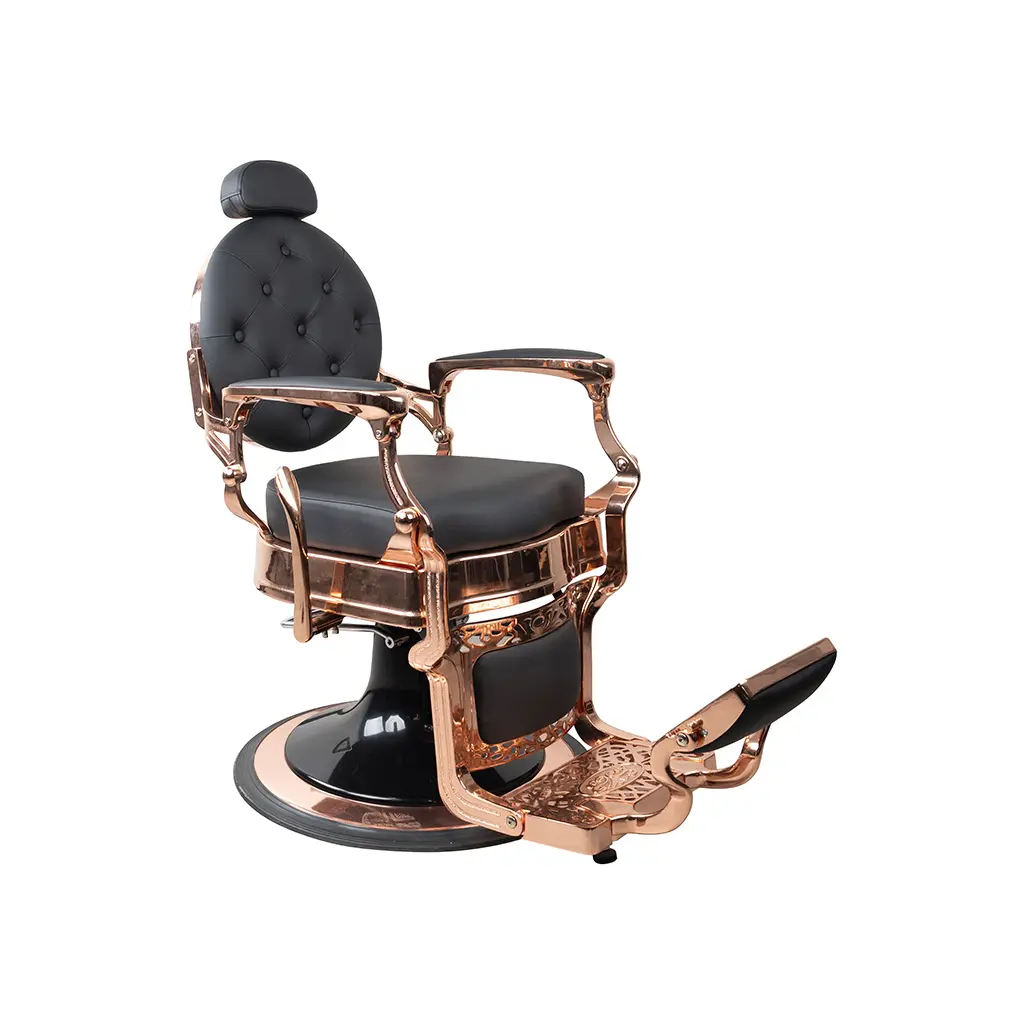 Barber Chair FR-58014-HC | Rose Gold Frame | Utrecht Black (004)