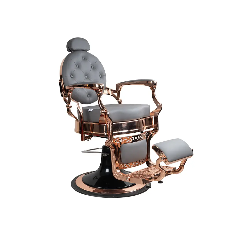 Rose Gold Chrome Barber Chair | FR‑58014‑HC | Utrecht 034 Grey