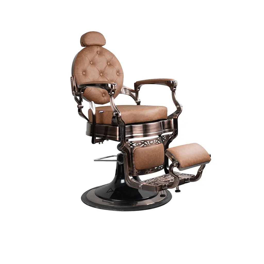 Barber Chair FR-58015-A3 | Red Bronze Chrome Frame | Hamburg Orange (031)