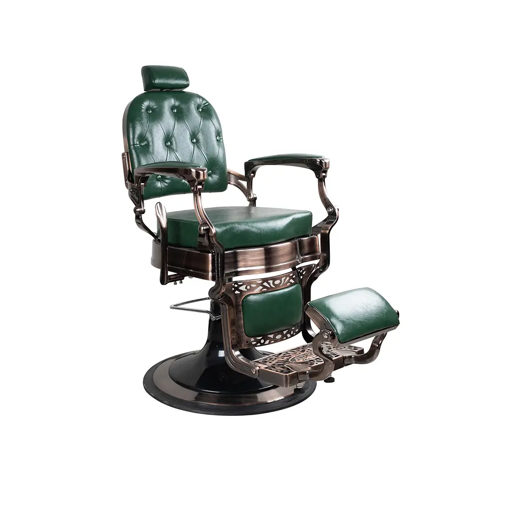 Barber Chair FR-58015-A3 | Red Bronze Chrome Frame | Marseille Green (007)