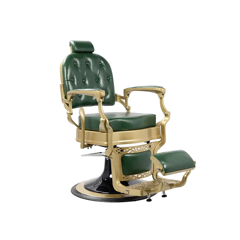 Barber Chair FR-58028-HC | Gold Painting Frame | Soul Green (007)