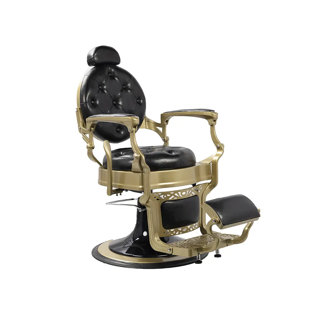 Barber Chair FR-58014-HC | Gold Painting Frame | Soul Black (008)