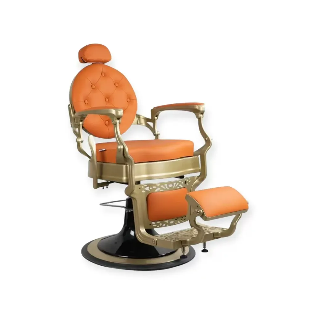 Barber Chair FR-58014-HC | Gold Painting Frame | Soul Orange (027)