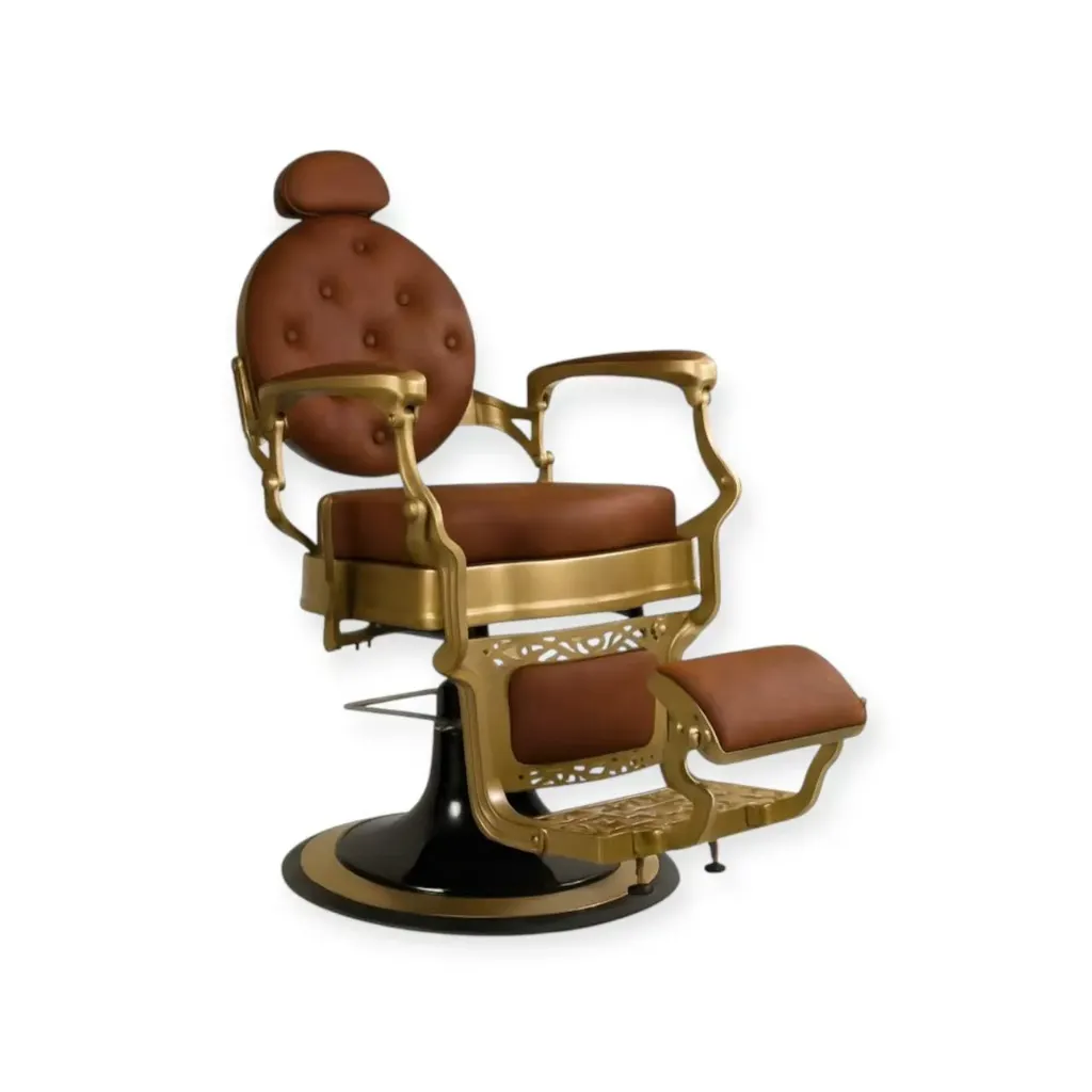 Barber Chair FR-58014-HC | Gold Painting Frame | Soul Brown (024)