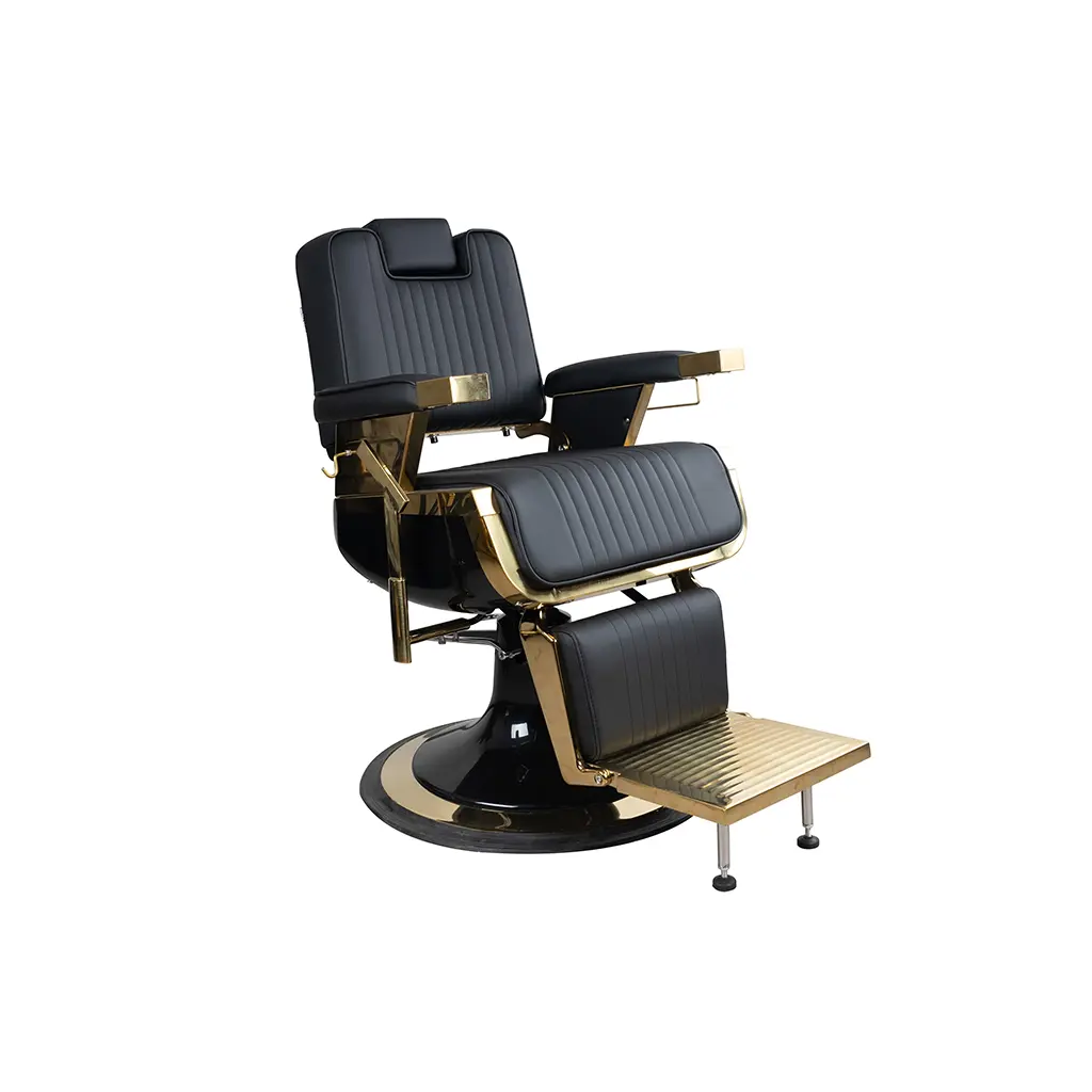 Barber Chair FR-58007G-HC | Gold Frame | Vilnius Black (004)