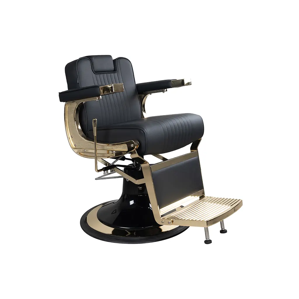 Barber Chair FR-58003-HC | Gold Frame | Lille Black (004)