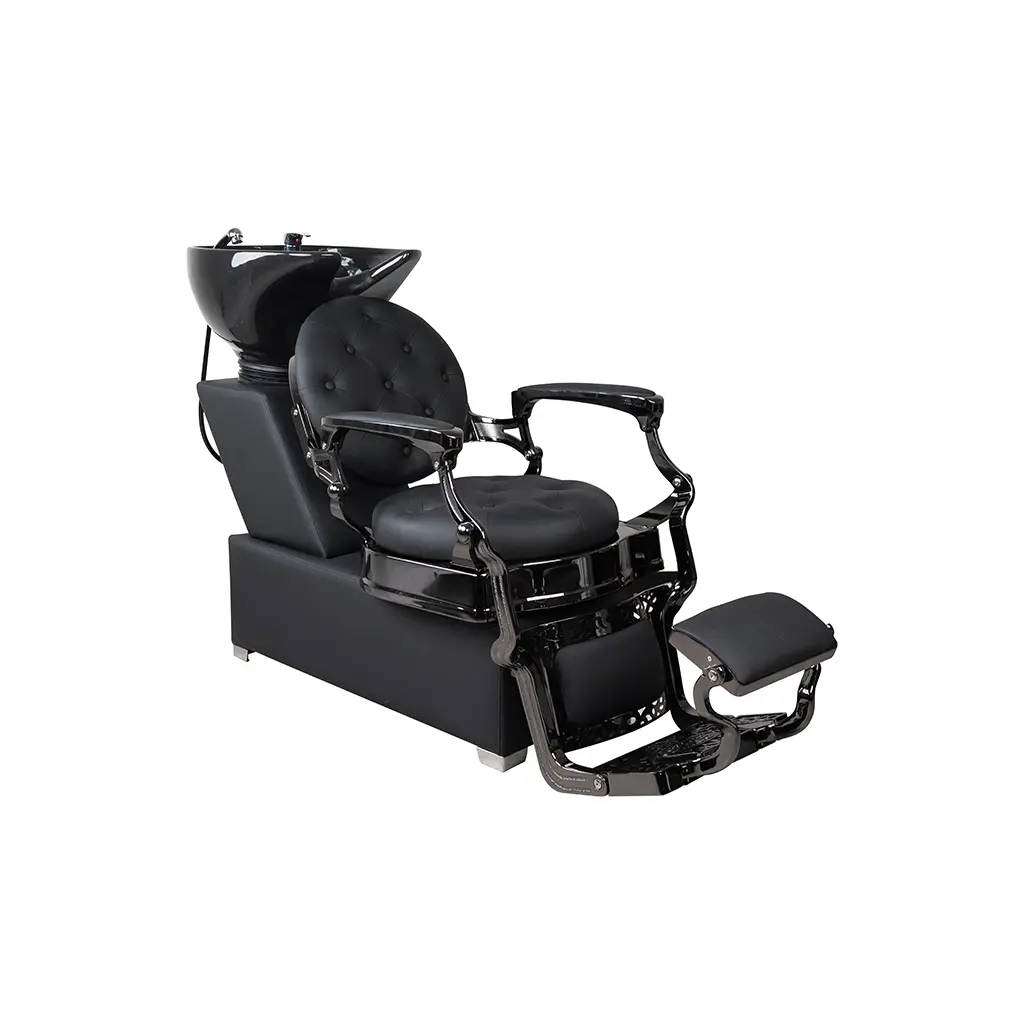 [FR-78025-BC-Boston-Black004] Shampoo Chair Boston | FR-78025 Black Chrome Frame | Black (004)