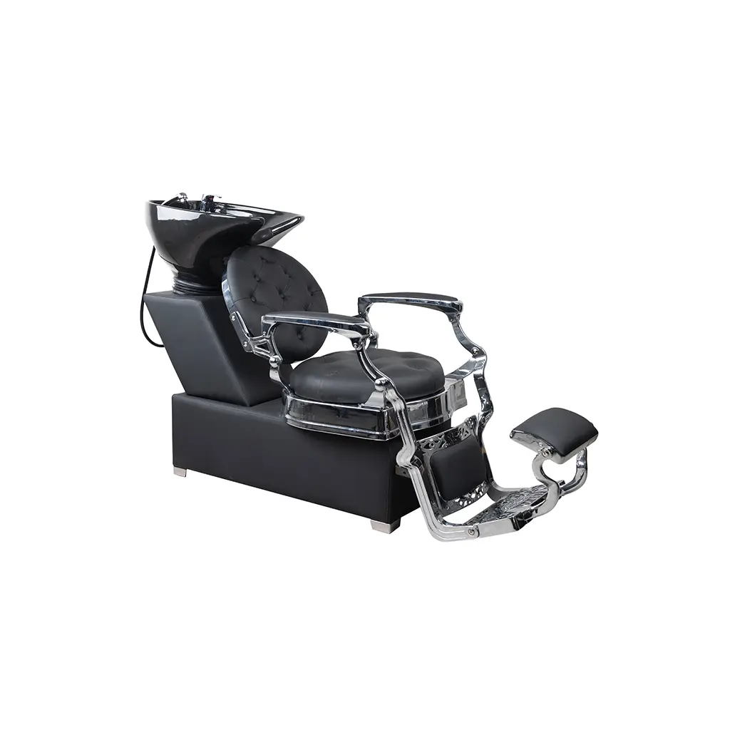 [FR-78025-SC-Istanbul-Black004] Shampoo Chair Istanbul | FR-78025 Silver Chrome Frame | Black (004)
