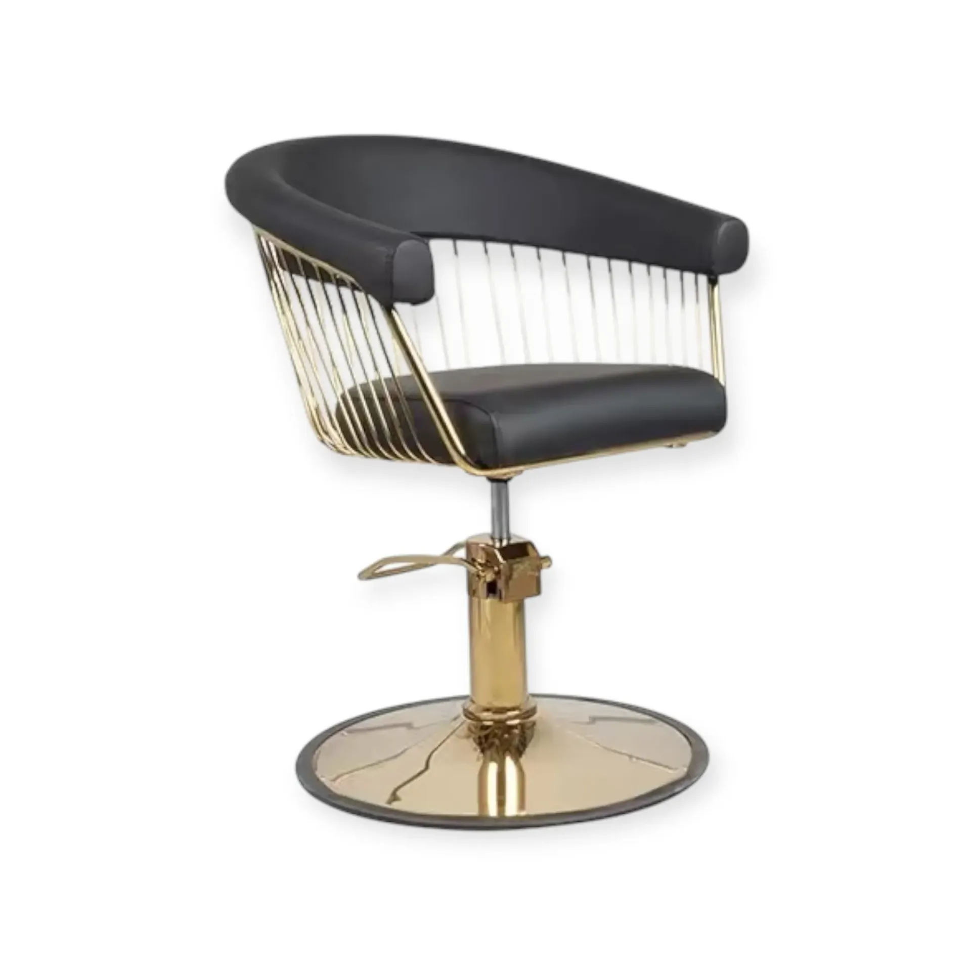 [SC-FR-88064-C4-GOLD-Black004] Salon Chair FR-88064-C4 | Gold Frame | Black (004)