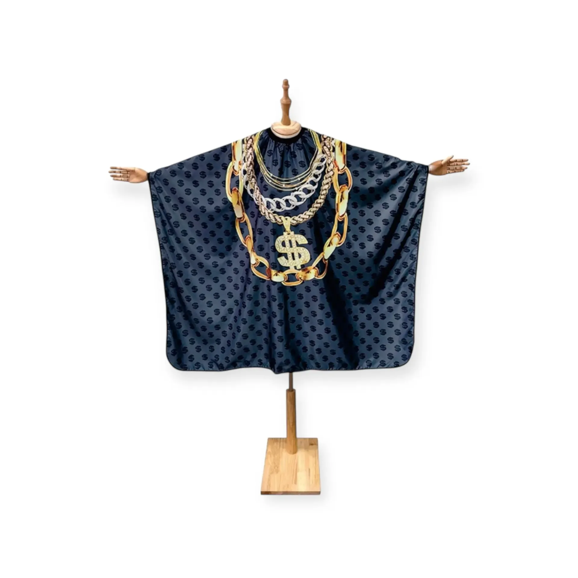 [800-12 / WS-063] DITA Barber Cape – Gold Chain Money Style Cutting Cape