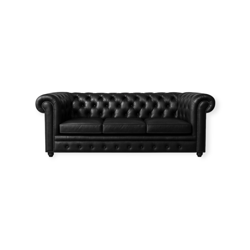 Chesterfield Sofa Black TR | Luxe Black Chesterfield Sofa 240 cm