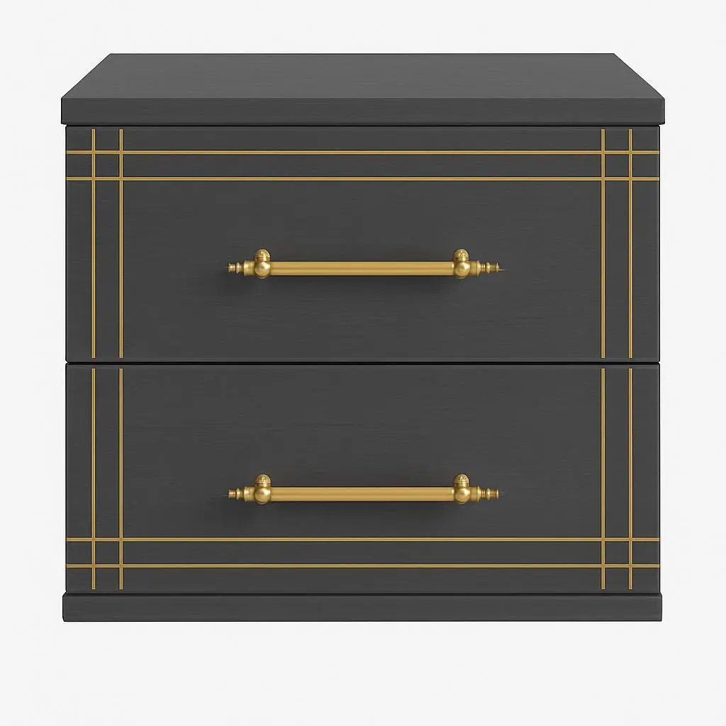 [K2-ANT-TR-2D-GOLD] Cabinet K2 Anthracite TR | 2-Drawer Storage Unit with Gold Accents