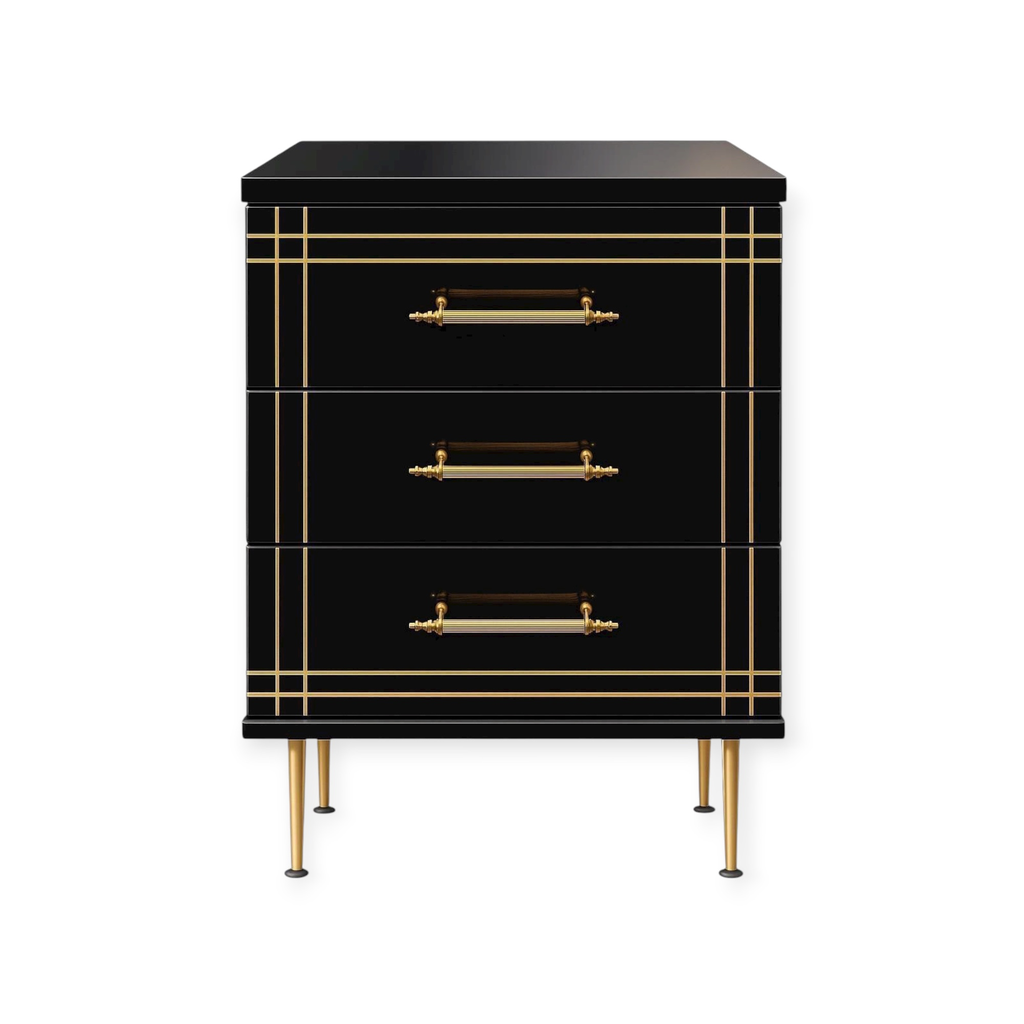 [K3-BLK-TR-3DR-BLACK] Cabinet K3 Black TR | 3-Drawer Storage Unit with Elegant Black Finish