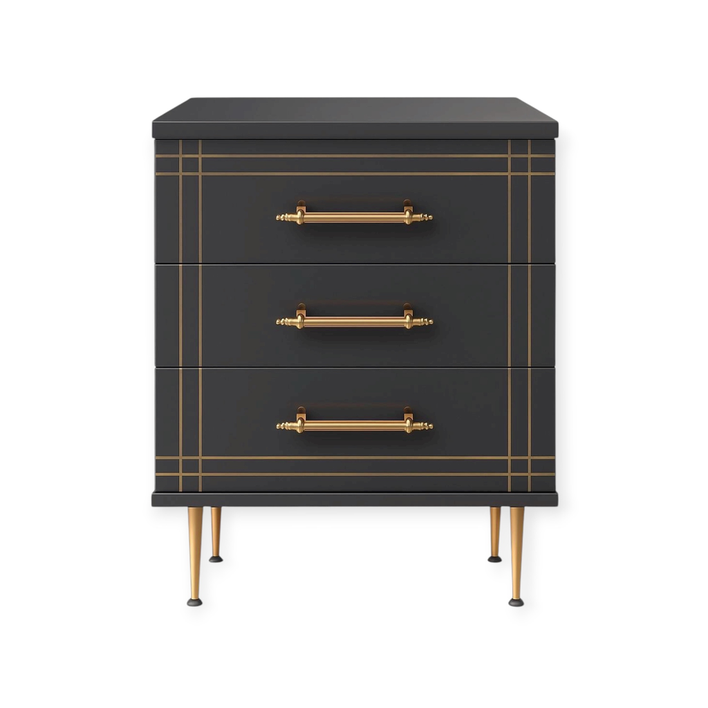 Cabinet K3 Anthracite TR | 3-Drawer Storage Unit with Gold Accents