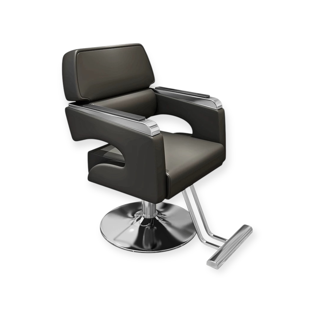 Salon Chair Regina FR-88075-C1 | Silver Frame | Leather Black (004)
