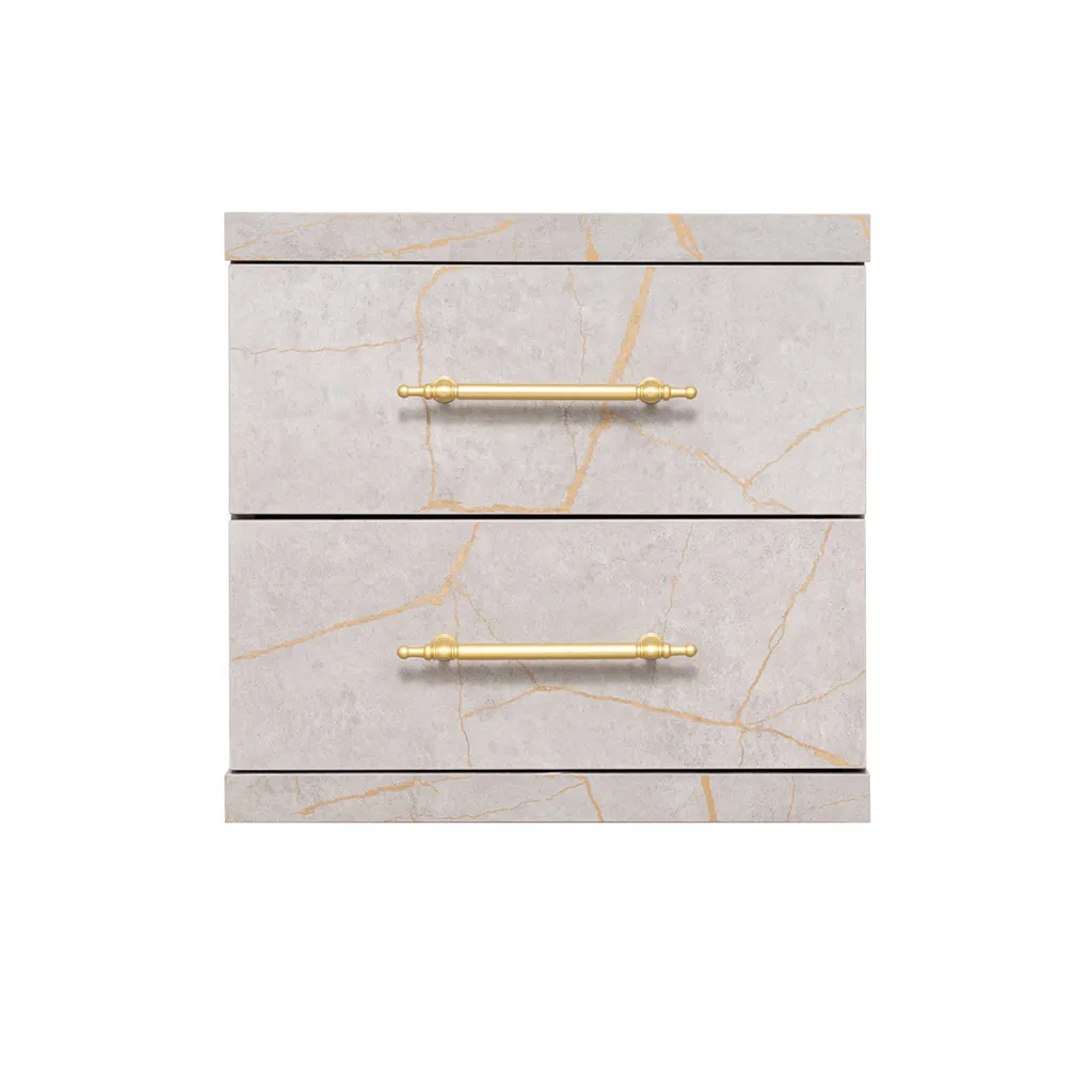 [ST-20-8034-1-2DR] Cabinet ST-20 | Colour 8034-1 | 2-Drawer Storage Unit with Gold Accents