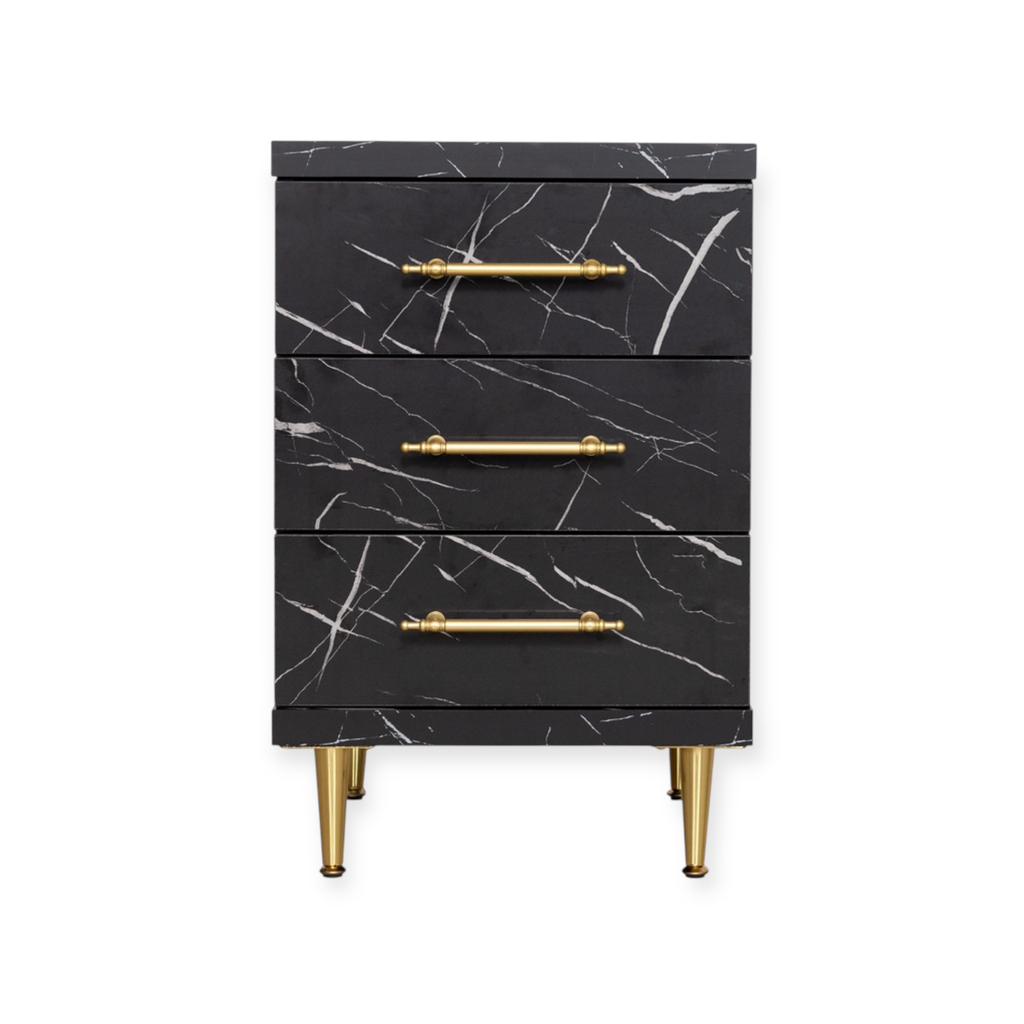 [ST-19-730-3DR] Cabinet ST-19 | 3-Drawer Storage Unit with Elegant Gold Accents | Colour 730