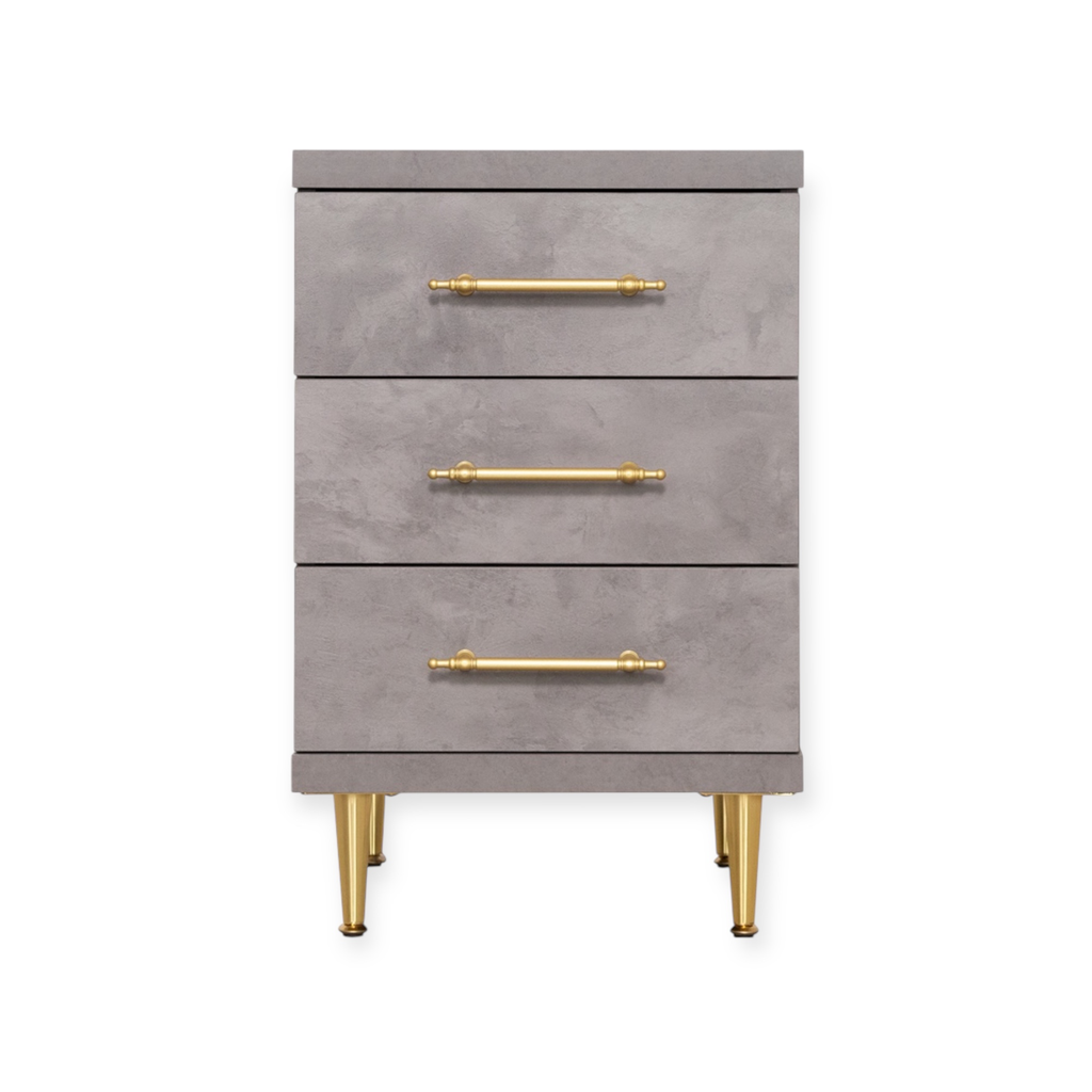 [ST-19-128-2-3DR] Cabinet ST-19 | 3-Drawer Storage Unit with Elegant Gold Accents | Colour 128-2